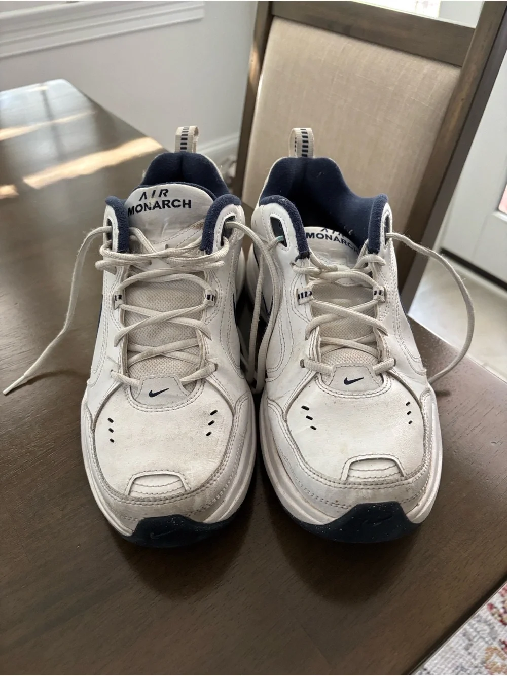 Nike White and Navy Air Monarch IV Men's Training Sneaker